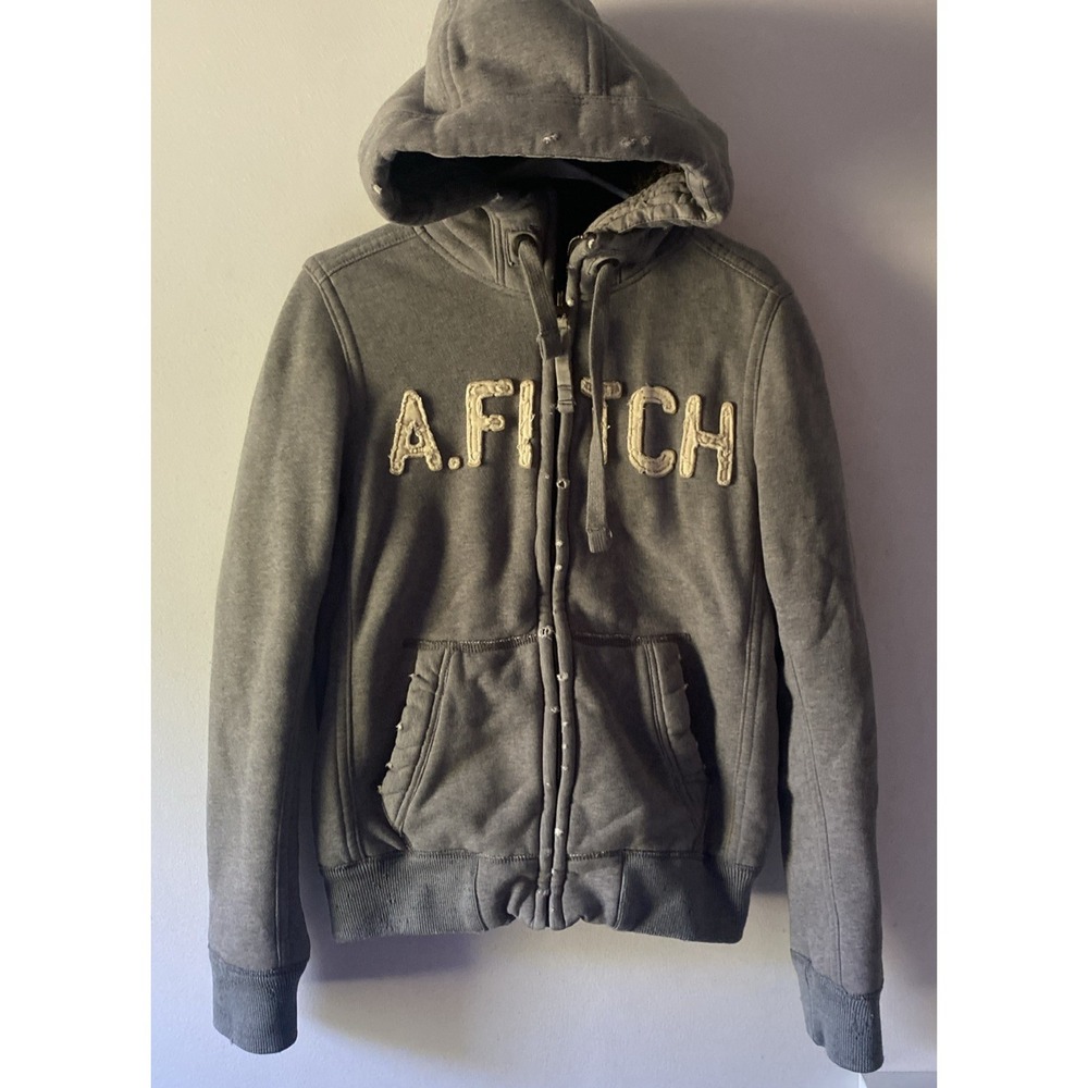 Abercrombie & Fitch Y2K Faux Fur Wolf Jaw Distressed Hooded Men's Jacket Size S